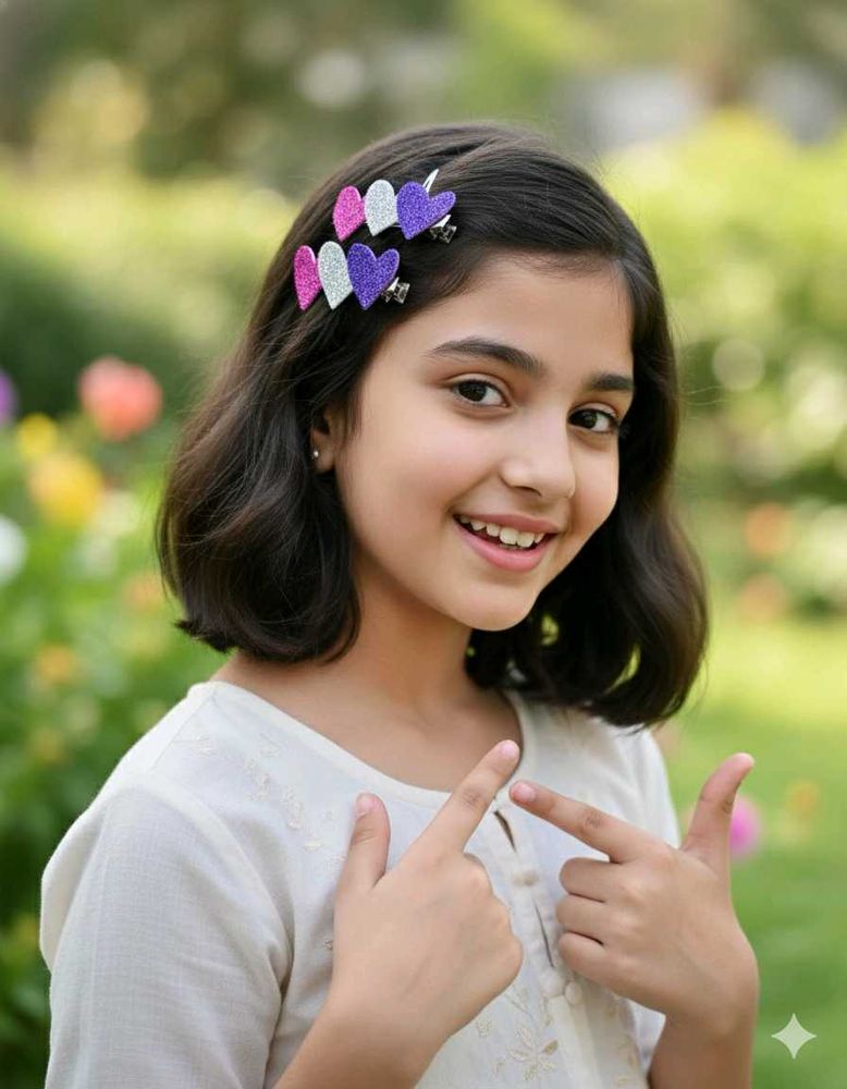 Handmade Colourful Heart Hair Clips