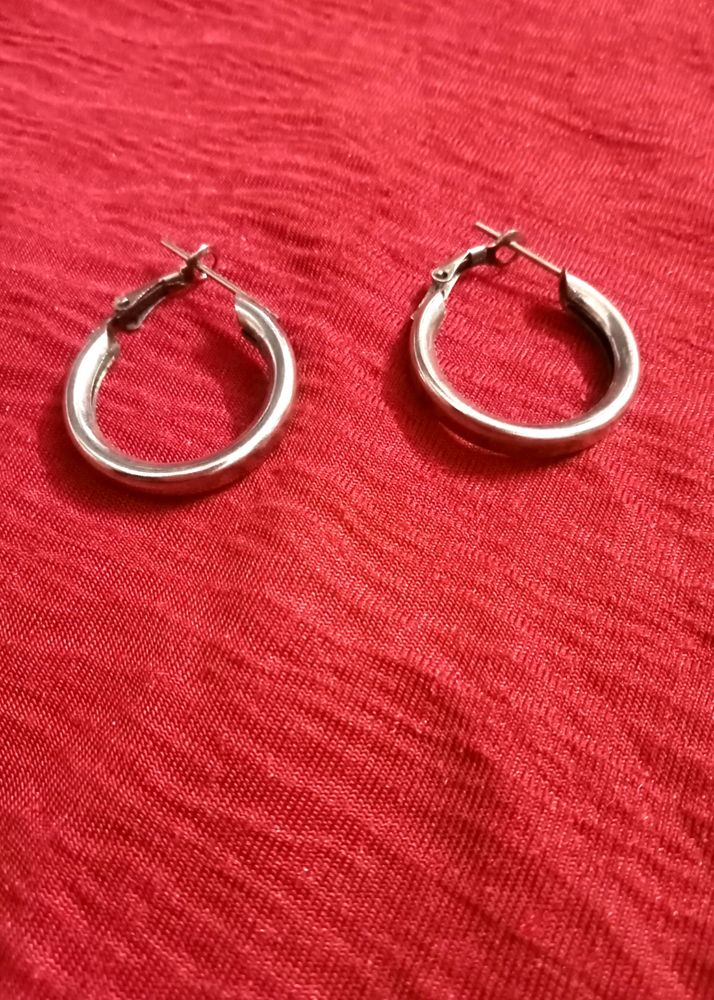 Stylish Silver Hoop Earrings, Rajasthani Look