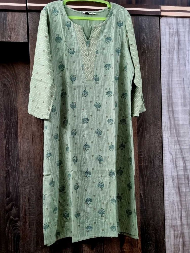 Light Sea Green Printed Kurta From Max