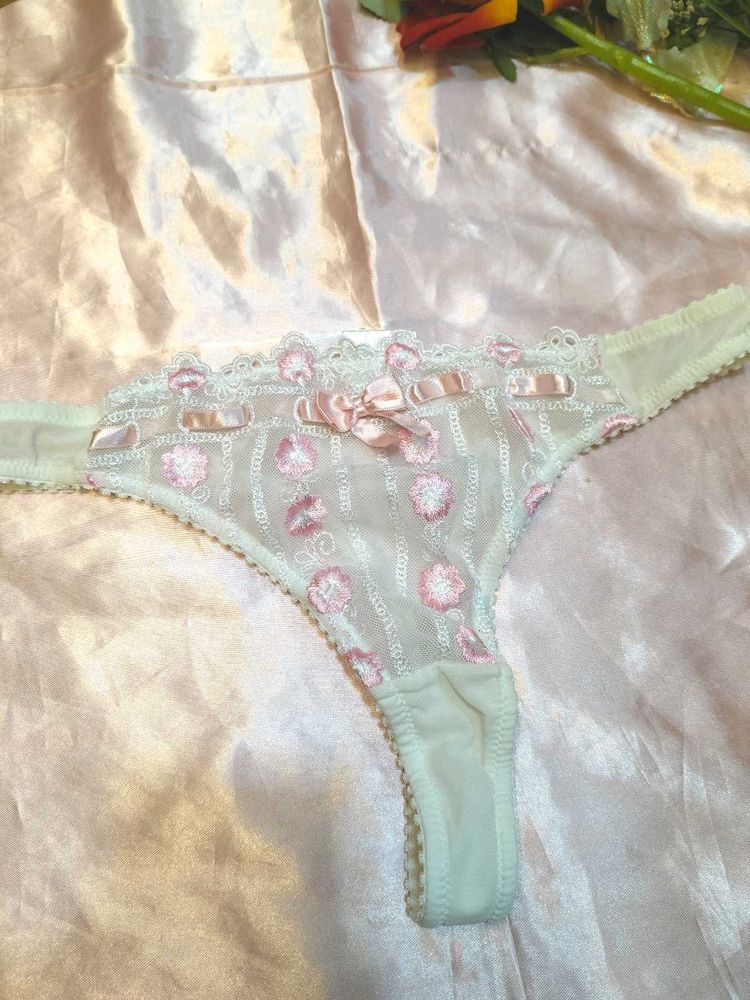 Floral Thong Panty with Bow