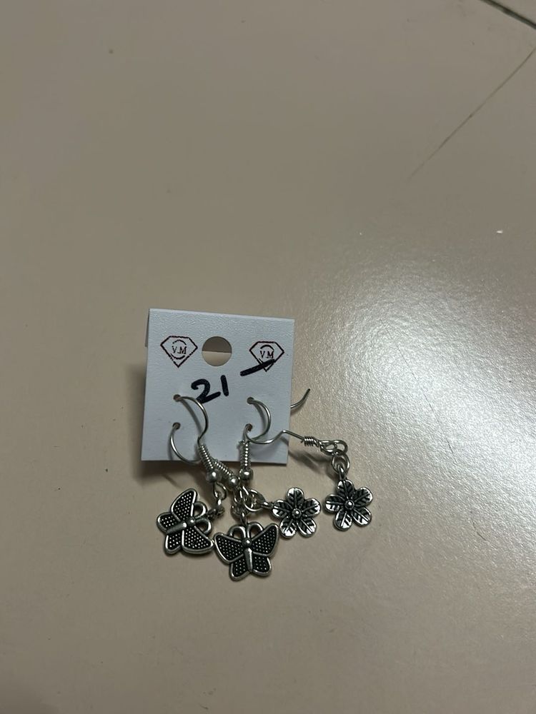 Butterfly &amp; Flower Charm Earrings