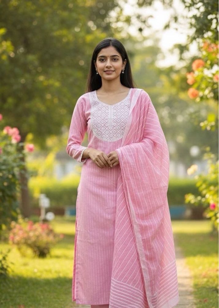 Pink Embroidered Kurta Set