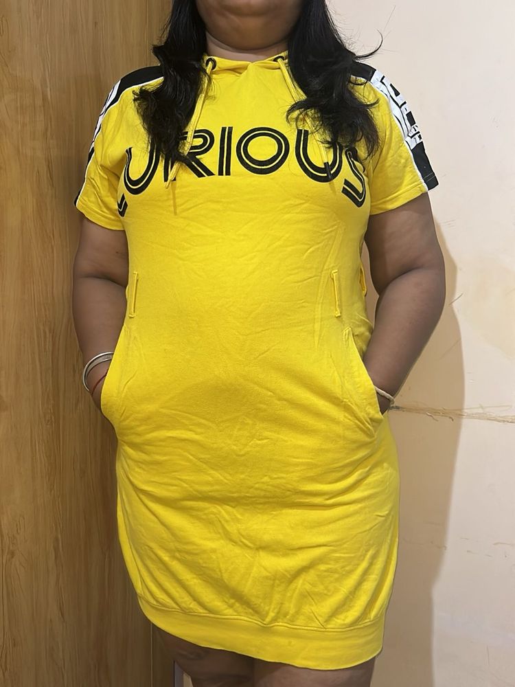 Yellow Hoodie Dress