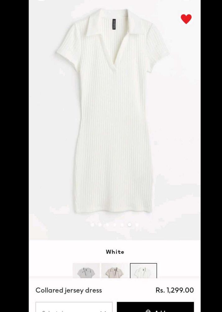 Hnm Collared Jersey Bodycon Dress In White