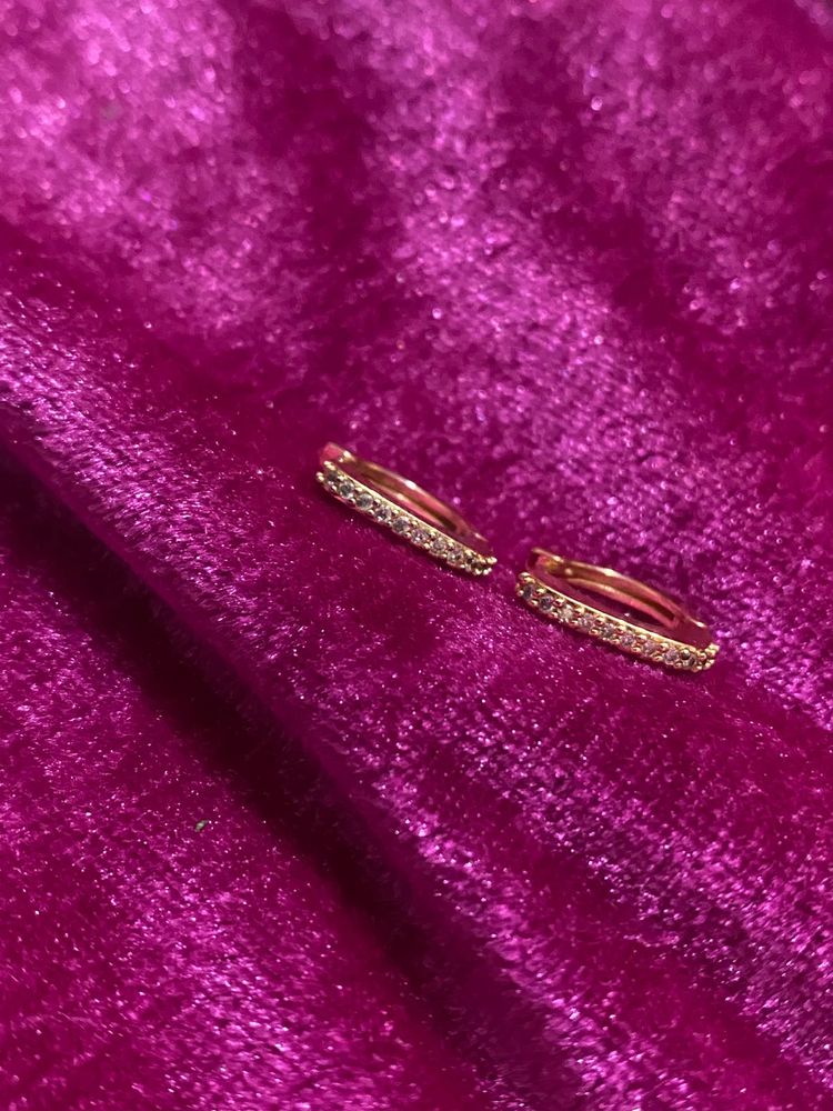 AntiTarnish Gold &amp; Crystal Hoop Earrings