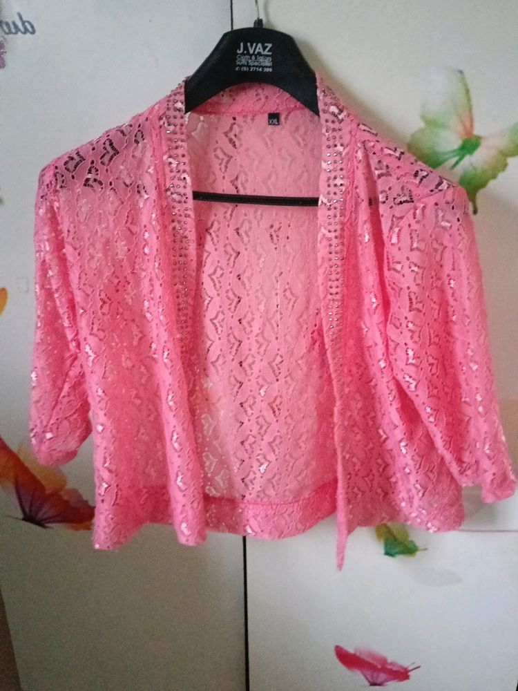 Pink Lace Shrug