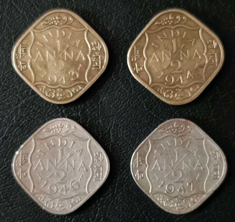 Vintage Indian Coins - 1/2 Anna Combo