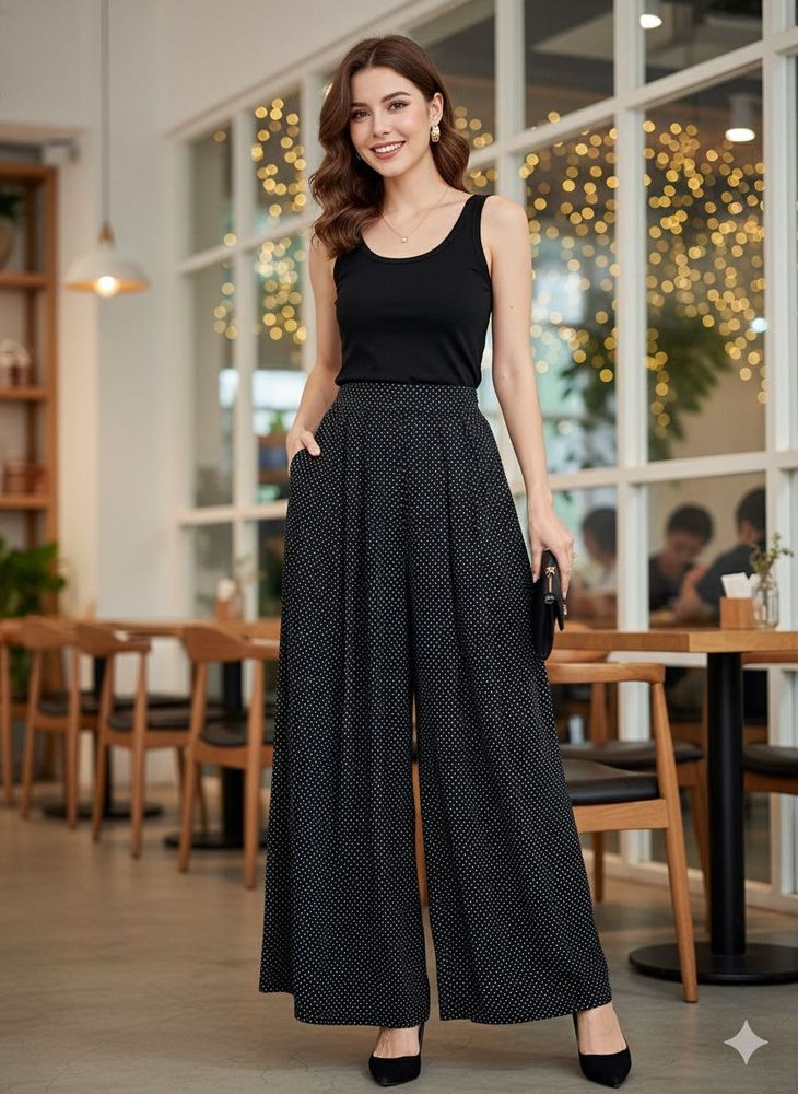 Wide Leg Polka Dot Pants
