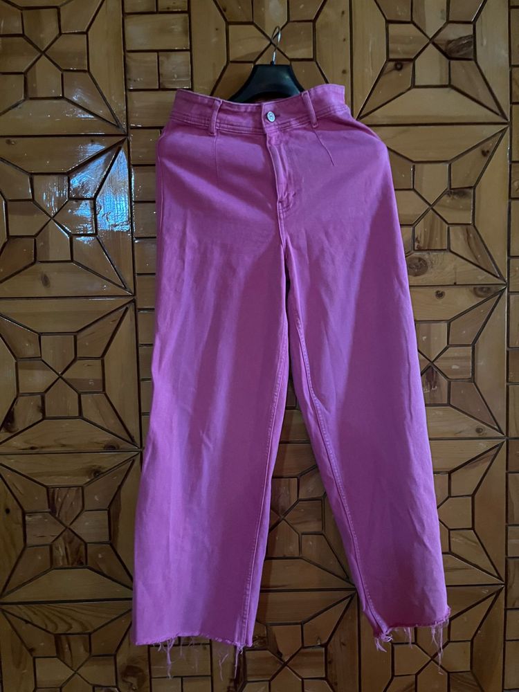 Pink Wide Leg Jeans by Madame