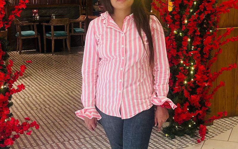 Striped Pink &amp; White Shirt