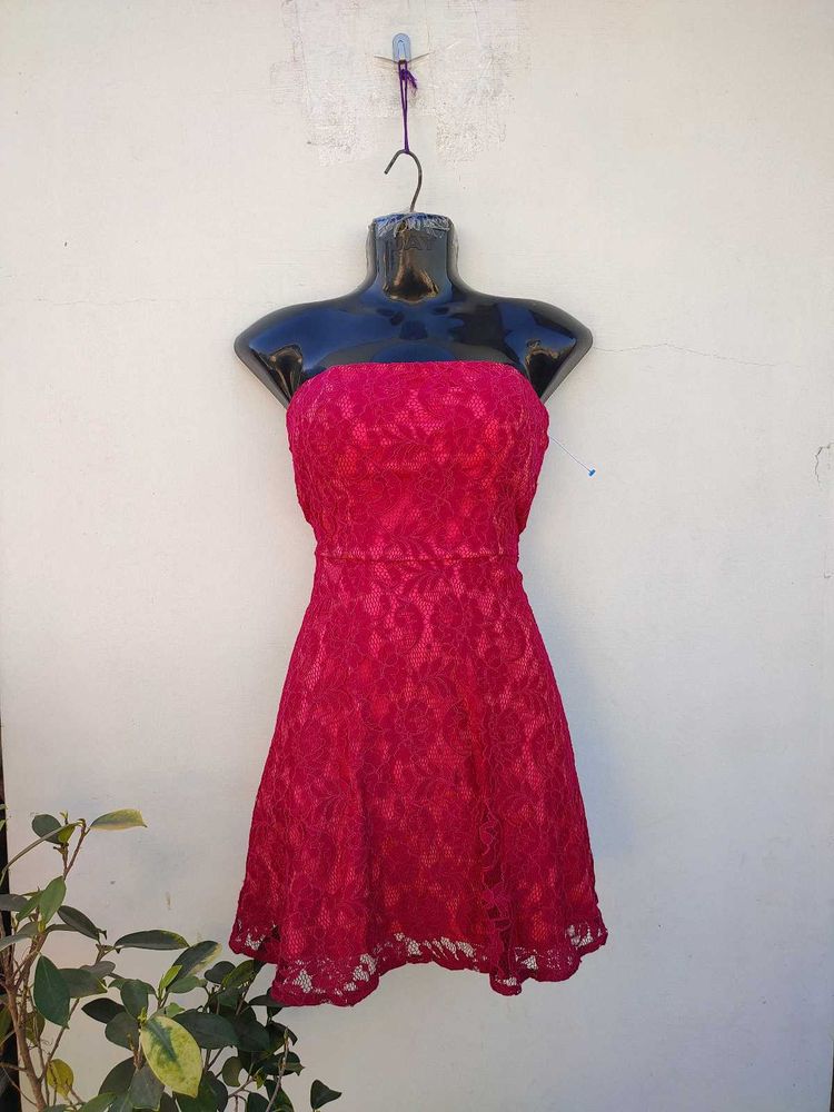 As You Wish Strapless Lace Dress