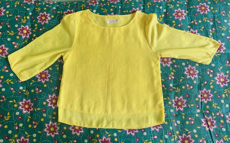 Elegant Yellow Full-Sleeve Top
