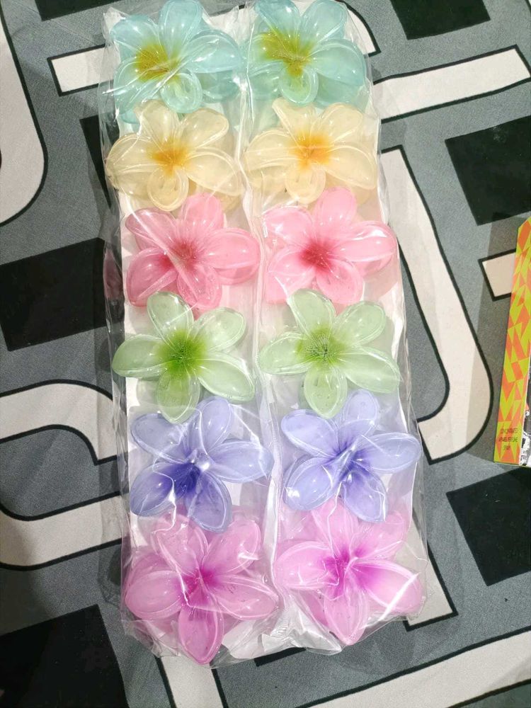 Flower Hair Clips - Set of 12