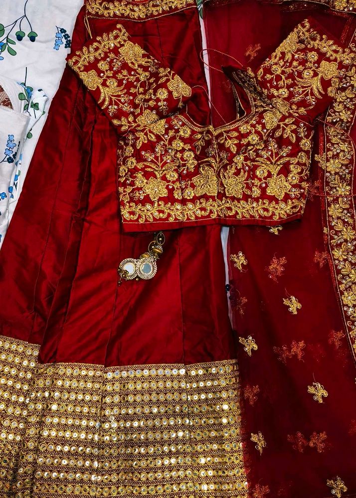 Red Embroidered Lehenga Choli