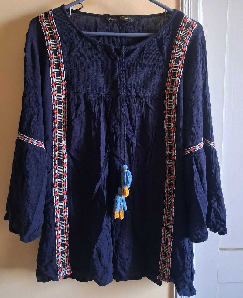 Boho Embroidered Long Sleeve Tunic