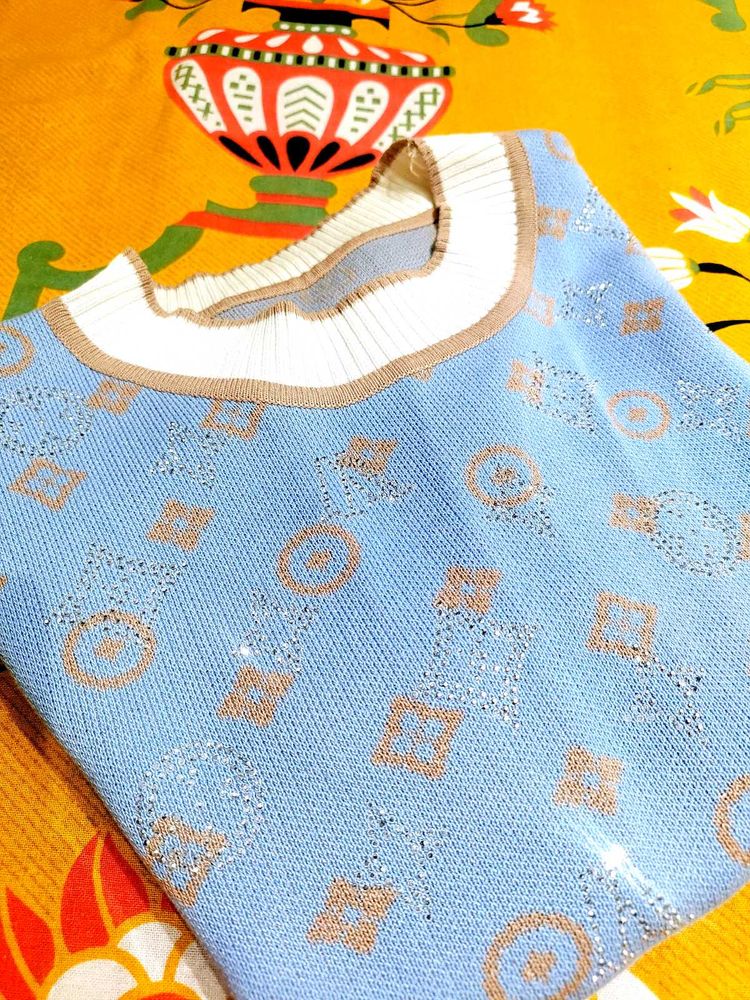 Korean Vintage Style Patterned Knit Top