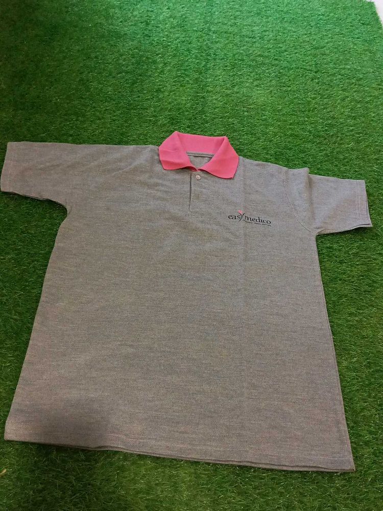 Gray &amp; Pink Polo T Shirt