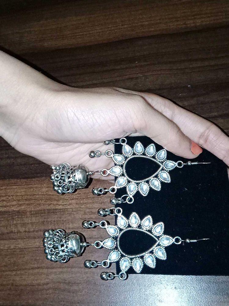 Silver shine Jhumka Earrings💫🌻
