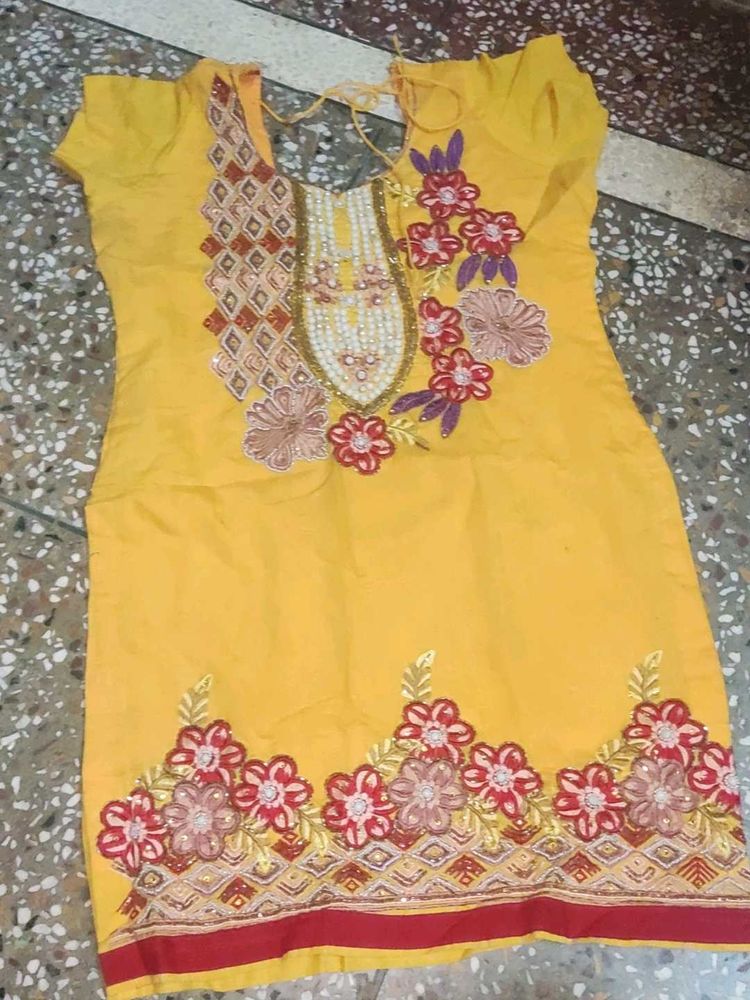 Handmade Yellow Salwar Suit
