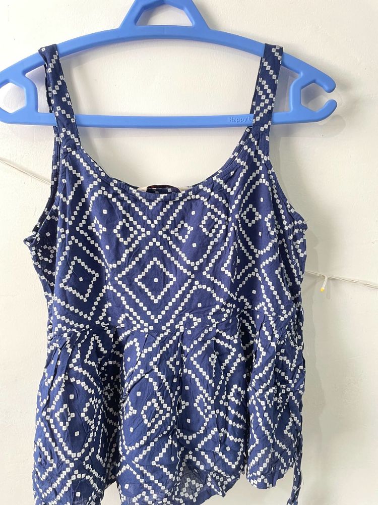Sleeveless Bandhani Print Peplum Top