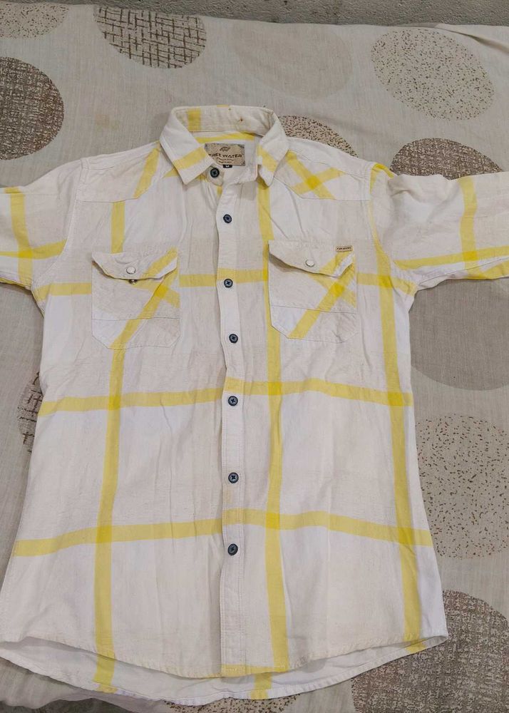 Yellow &amp; White Plaid Button-Down Shirt