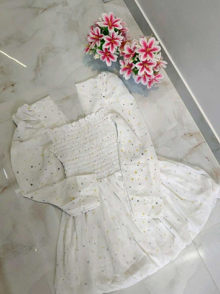 White Starry Peplum Top