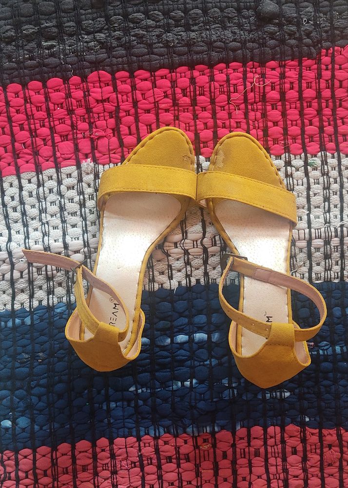 Mustard Yellow Block Heels 1 Time Used