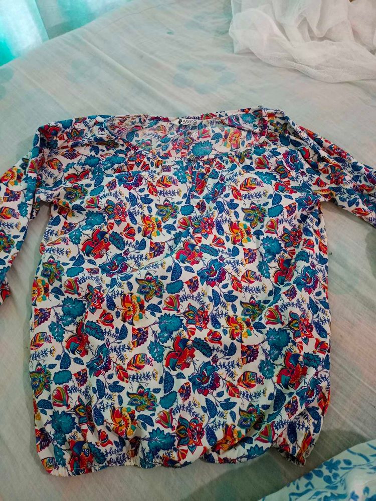 Bright Floral Long Sleeve Top – Boho Vibes