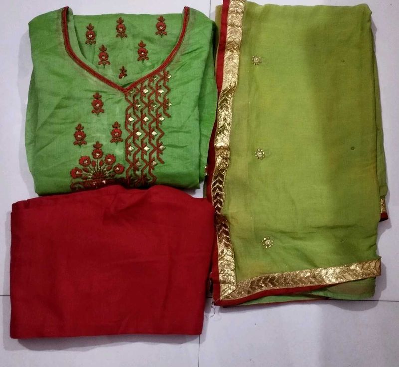 Green Embroidered Salwar Suit Set