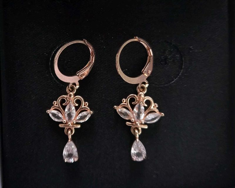 Korean Rose Gold Teardrop Dangle Earrings