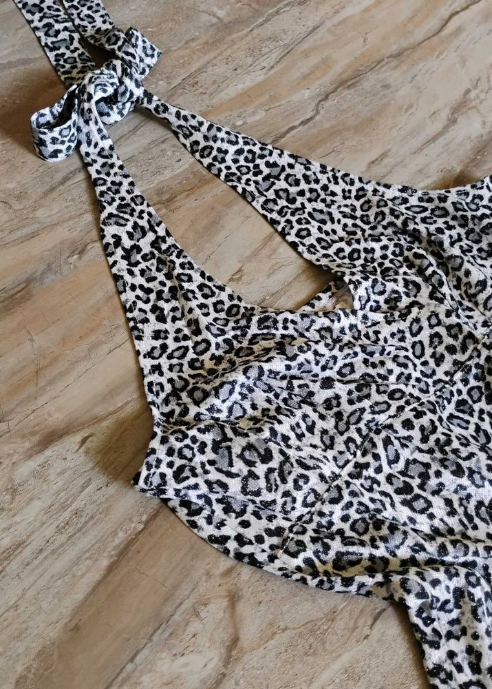 (Leopard Print ) Backless Halter dress
