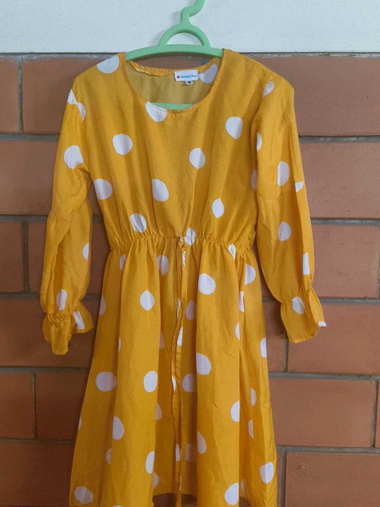 Yellow Polka Dot Long Sleeve Dress