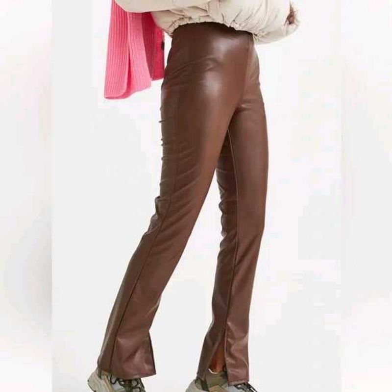 Brown Faux Leather Pants