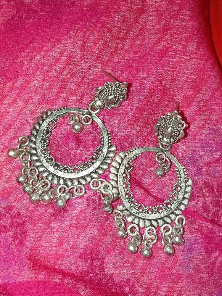 Silver Jhumka Earrings
