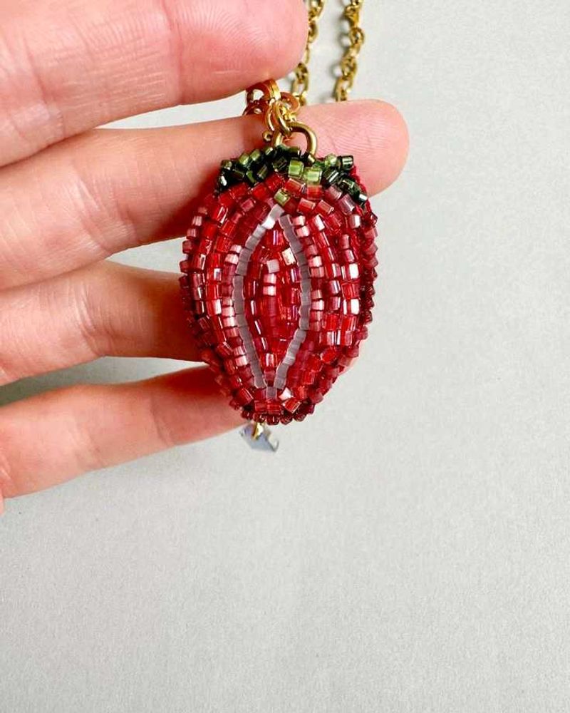 Strawberry Beaded Necklace