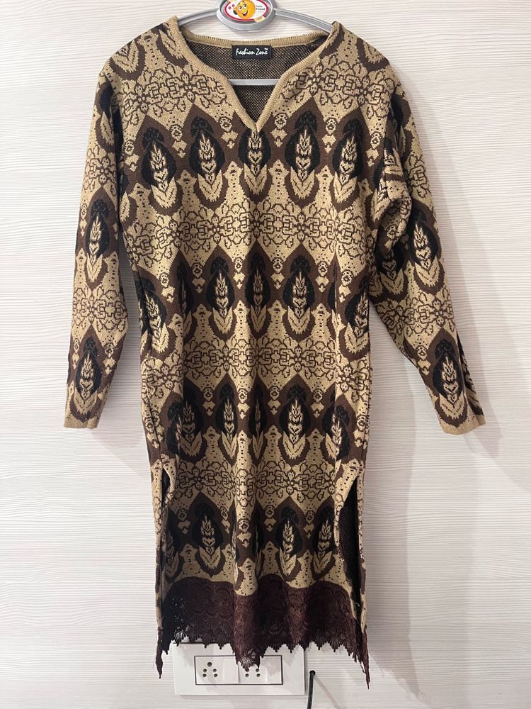 Woollen Long Brown kurta
