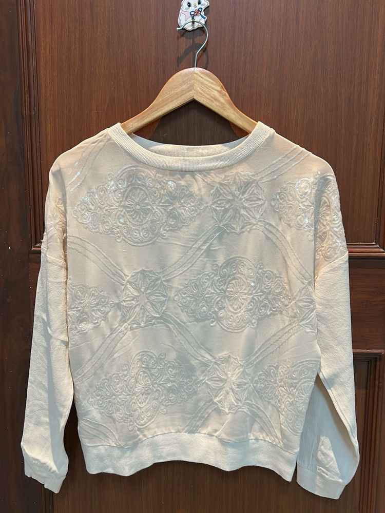Embroidered Cream Top