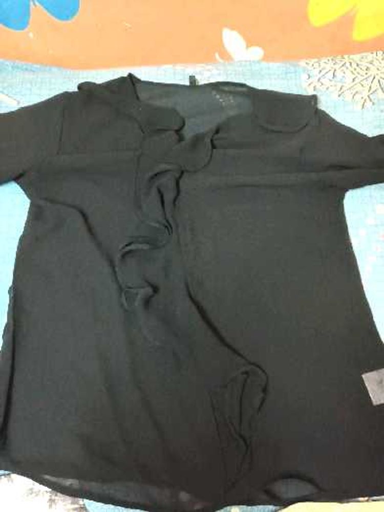Elegant Black Ruffle Top