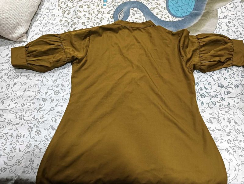 Olive Green Puff Sleeve Dress
