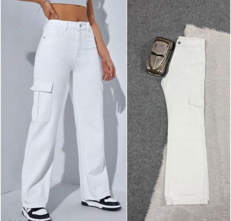 Six Pocket White Denim Jeans