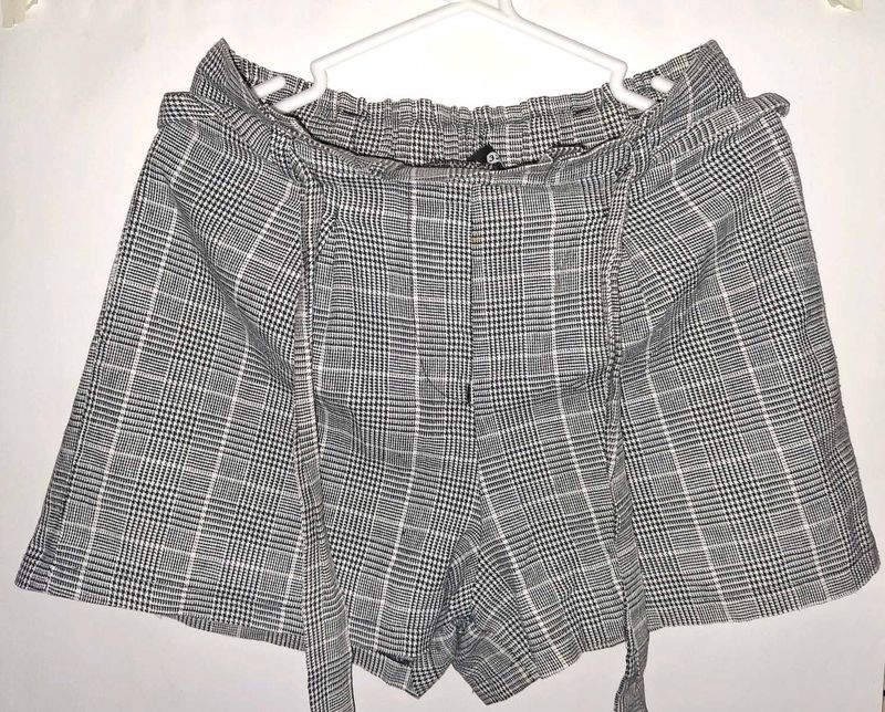 Black amd White Checked Shorts
