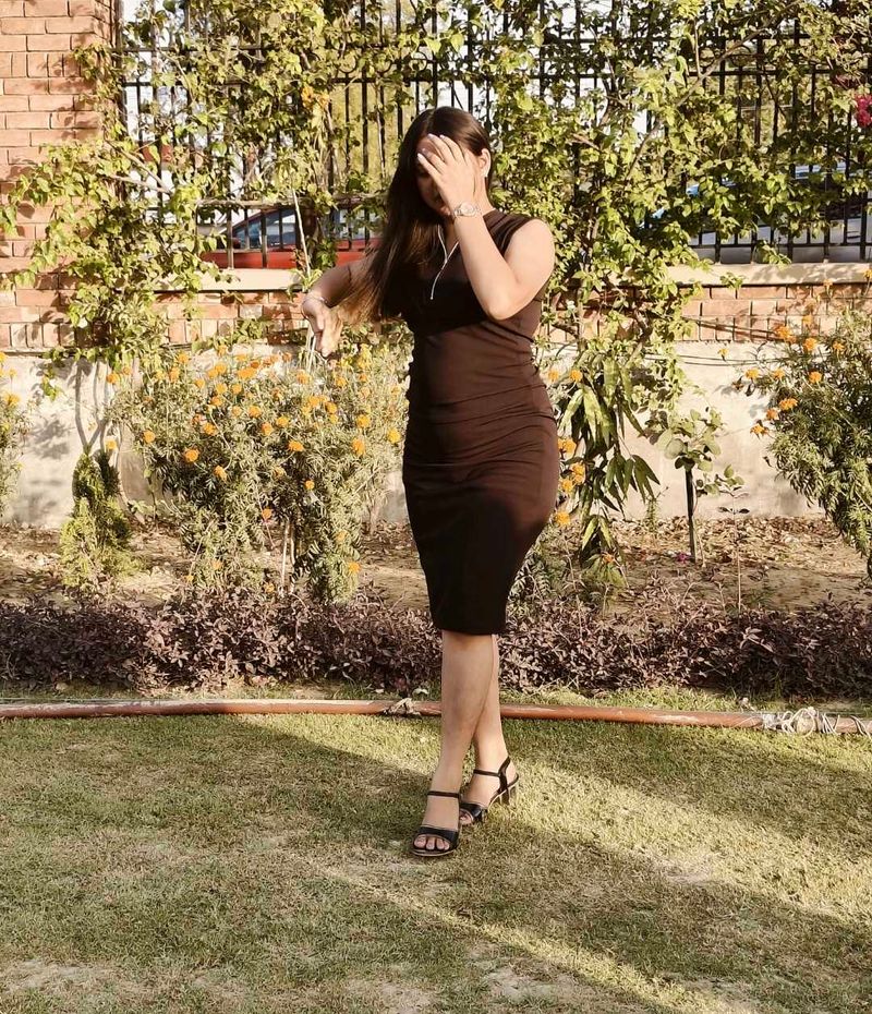 Women Bodycon Black Midi/Calf Length Dress