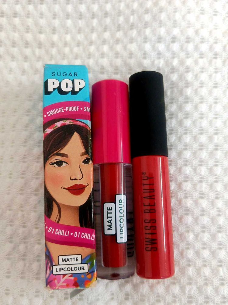 Red Matte Lipsticks - Sugar Pop &amp; Swiss Beauty