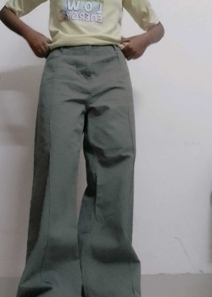 Olive Green Wide Leg Pants