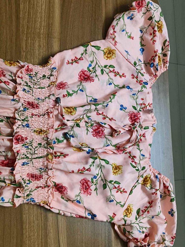 Floral Smocked Crop Top