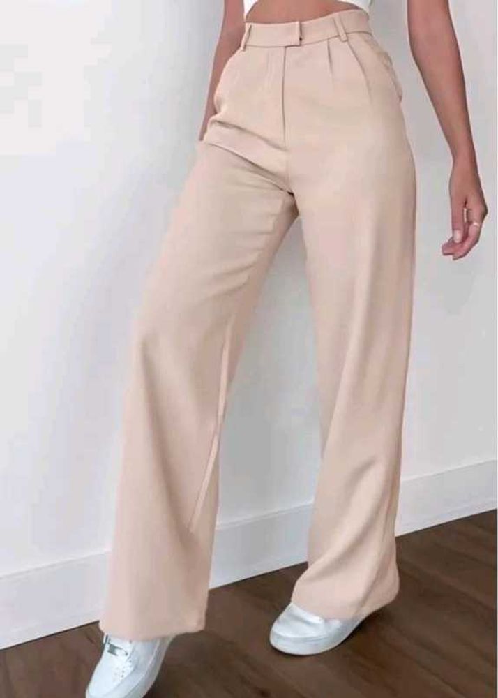 Beige Flared Formal pants