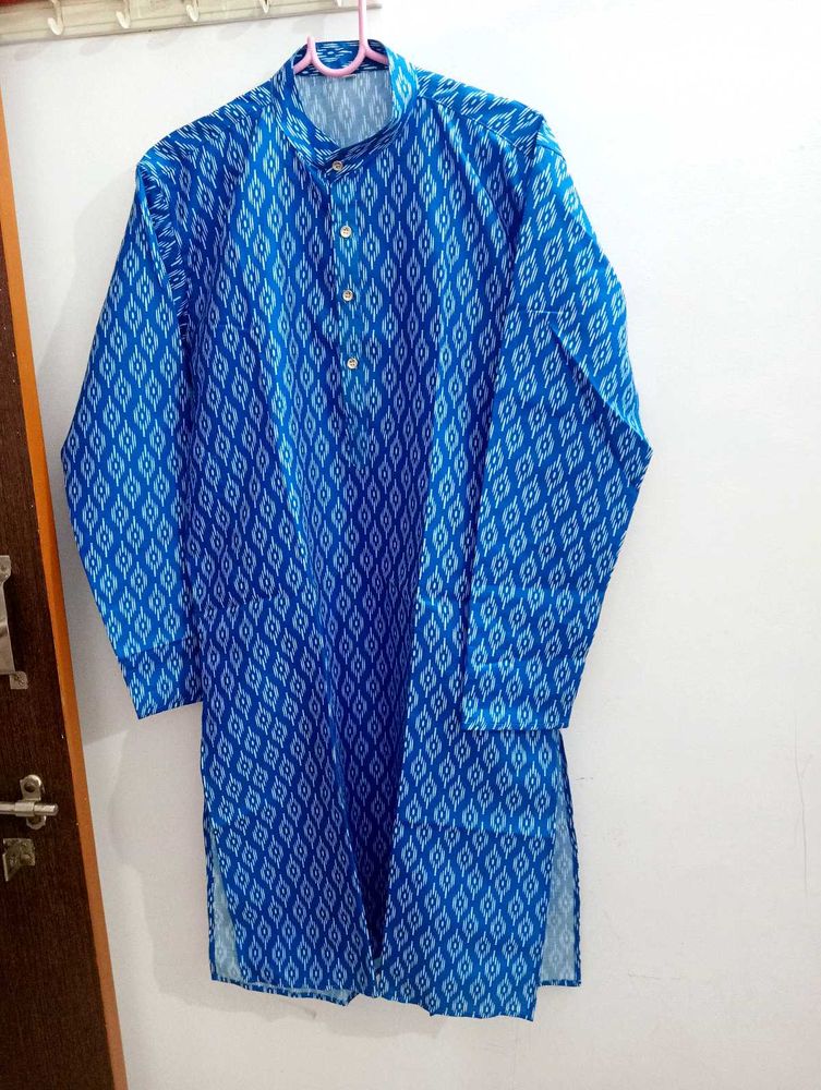 NEW MEN&#39;S BLUE PRINTED KURTA