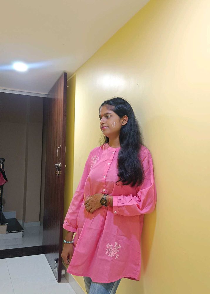 Pink Embroidered Kurta