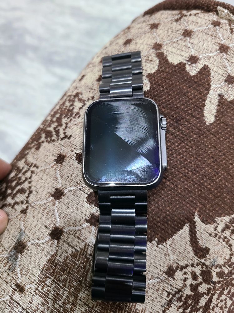 Black Smart Watch with Metal Band