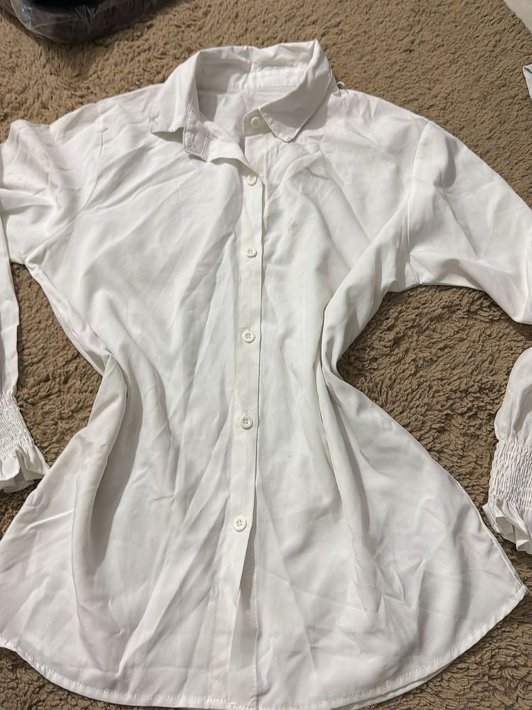 White Long Sleeve Button-Down Shirt